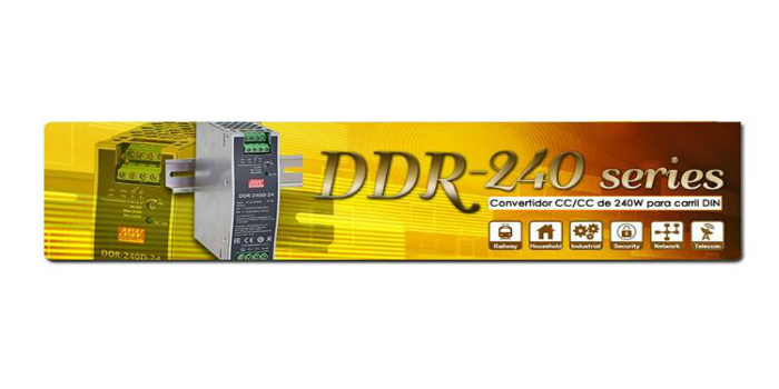 Serie DDR-240: convertidor de continua para carril DIN en 240W
