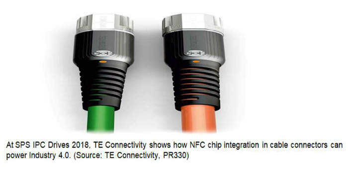 At SPS IPC Drives 2018, TE Connectivity shows how NFC chip integration in cable connectors can power Industry 4.0