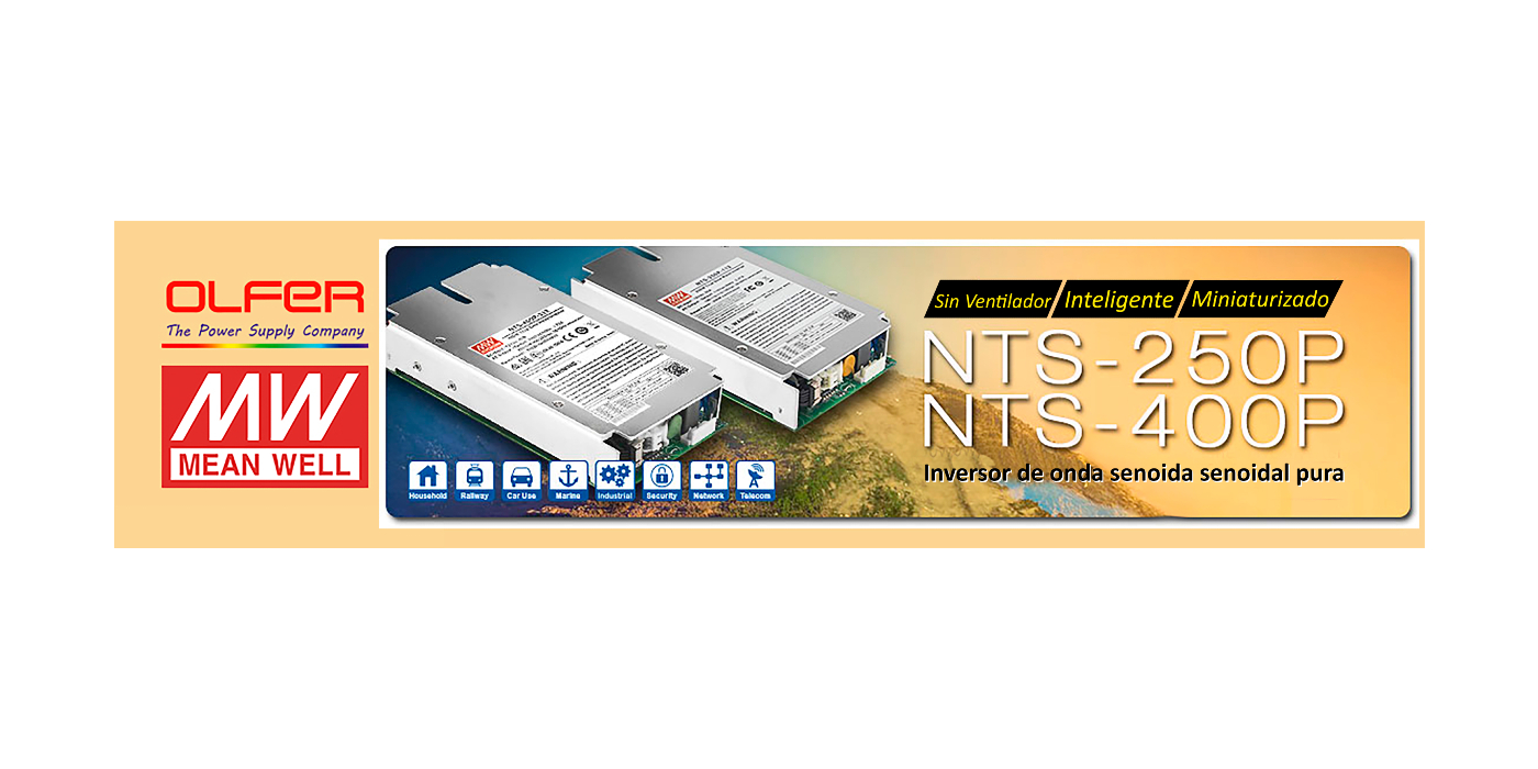 Serie NTS-250P/400P: Inversores de onda senoidal pura CC/CA Miniaturizado, inteligente y sin ventilador